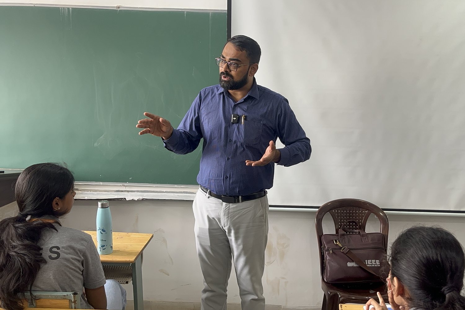 Lecturing a college audience, Bengaluru — Dr Varun Murthy
