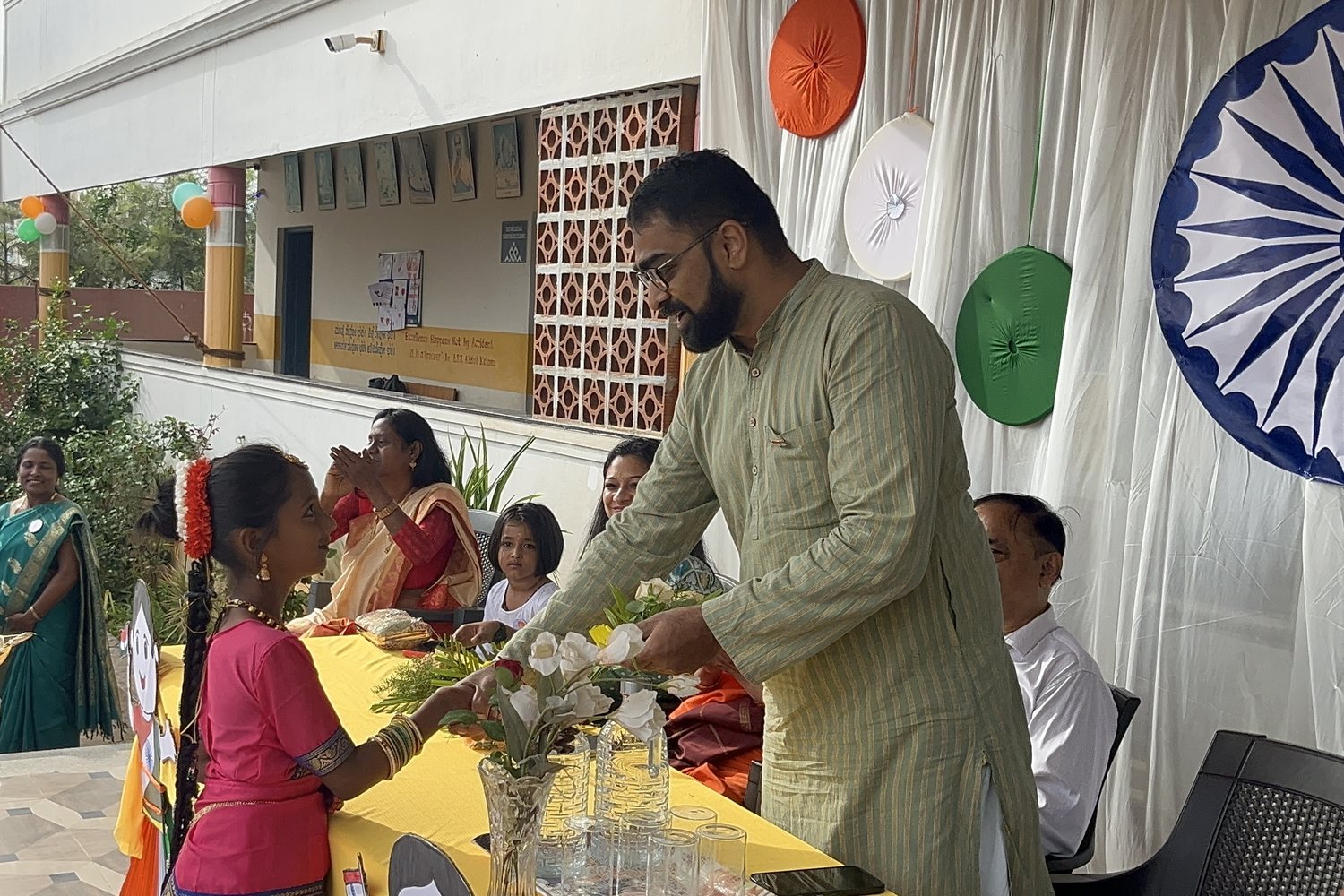 Honouring a student at the school Independence Day — Dr Varun Murthy